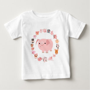 Bela caricatura Porco Mandala Bebê T-shirt