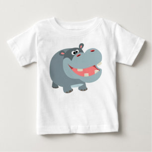 Bela Caricatura Sorridente Hippo Baby T-Shirt