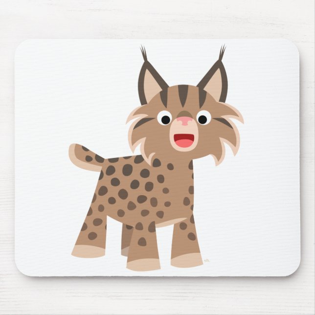 Bela Cartoon Feliz Lynx Mousepad (Frente)