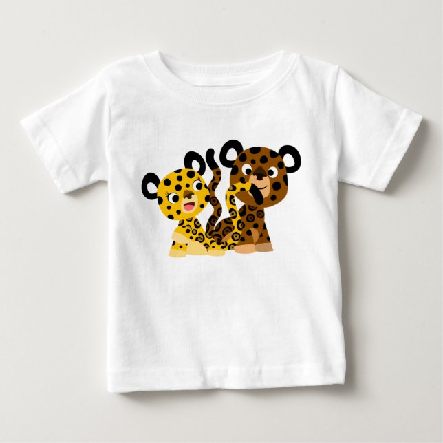 Bela Cartoon Flirtativista Jaguars Bebê T-Shirt (Frente)