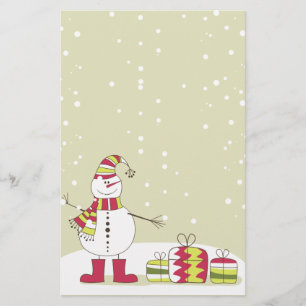 Bela Cartoon Snowman e Papelaria de Apresentação