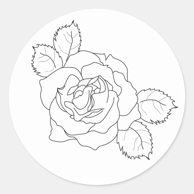 Bela Claridade: Adesivo de Rosa em Arte Linear (Frente)