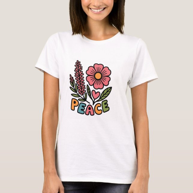 Bela design de camisa branca com lugar para flores (Frente)