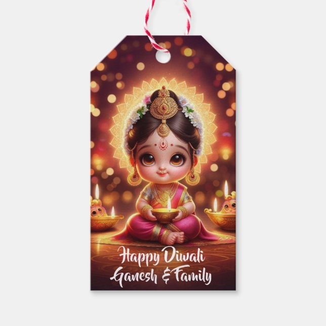 Bela Deusa Lakshmi Diwali - Etiqueta de presente (Frente)