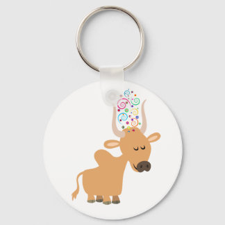 Bela e Feliz Cartoon Brahman Cow Chaveiro