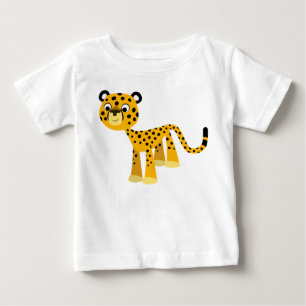 Bela e Feliz Cartoon Cheetah Baby T-Shirt