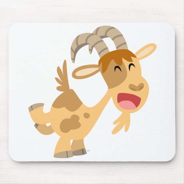 Bela e Feliz Cartoon Goat Mousepad (Frente)