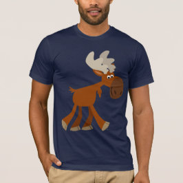 Bela e Feliz Cartoon Moose T-Shirt