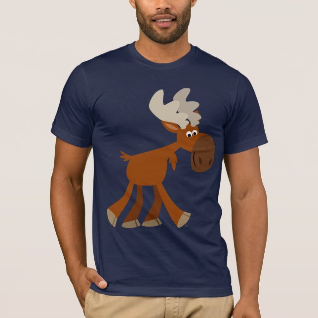 Bela e Feliz Cartoon Moose T-Shirt (Frente)