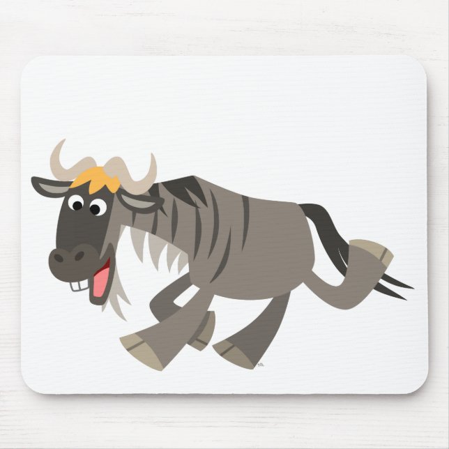 Bela e Feliz Cartoon Wildebeest Mousepad (Frente)