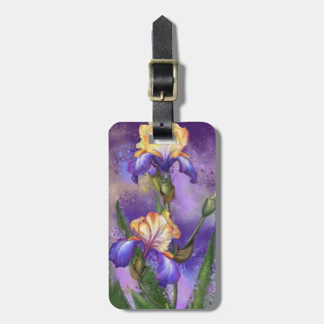 Bela Etiqueta De Bagagem De Flor Iris (Frente Vertical)