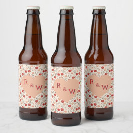 Bela etiqueta de cerveja de casamento de tulipa ch
