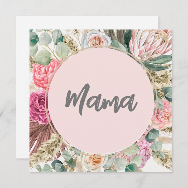 Bela flor Botânica Elegante para mamãe (Frente/Verso)