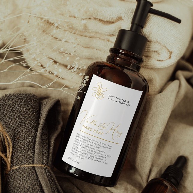 Bela Flor de baunilha rótulo de lavagem de mão bra (Criador carregado)