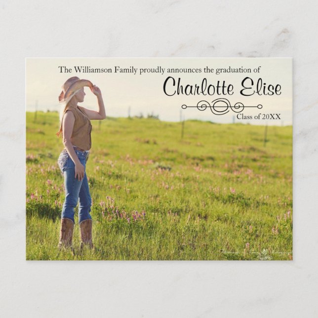 Bela Foto com Floreio - Cartão Postal de Graduação (Frente)