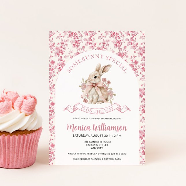 Bela Garota Chá de Convite (Girl's Baby Shower Baby Bunny Invite)