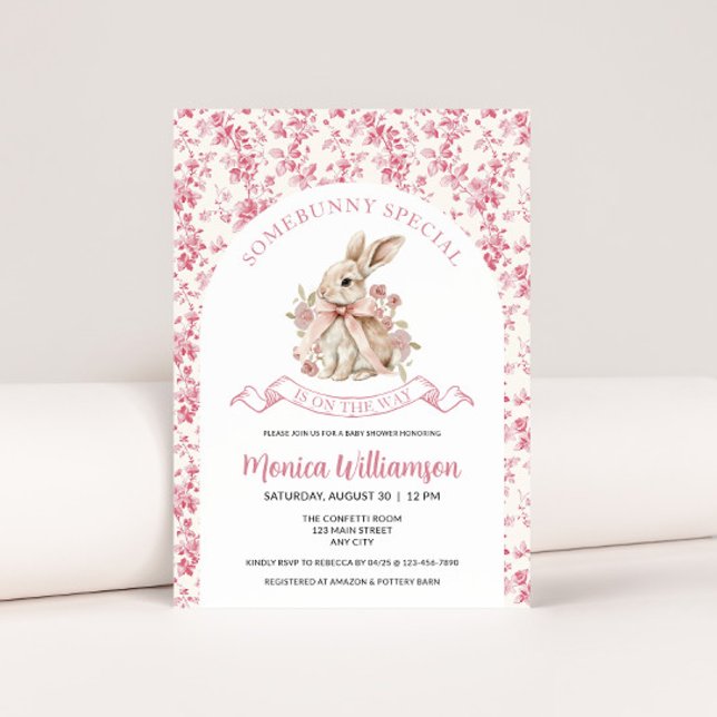 Bela Garota Chá de Convite (Bunny Baby Shower Invite)