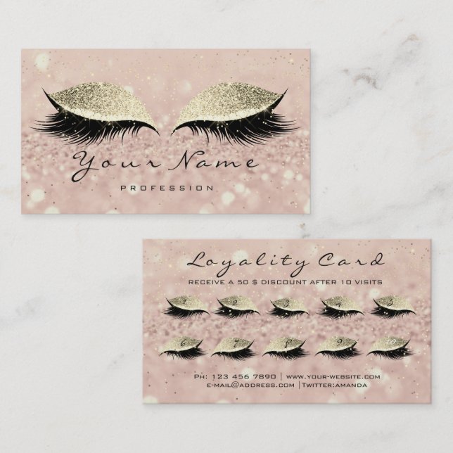 Bela Lealdade Cartão 10 Artista Makeup Lashes Dour (Frente/Verso)