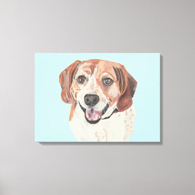 Bela Mão Desenhada Arte Canvas Beagle (Frente)