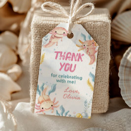 Bela Menina Axolotl Aniversário Obrigado Etiqueta