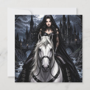Bela Mulher Gótica em Cavalo Branco