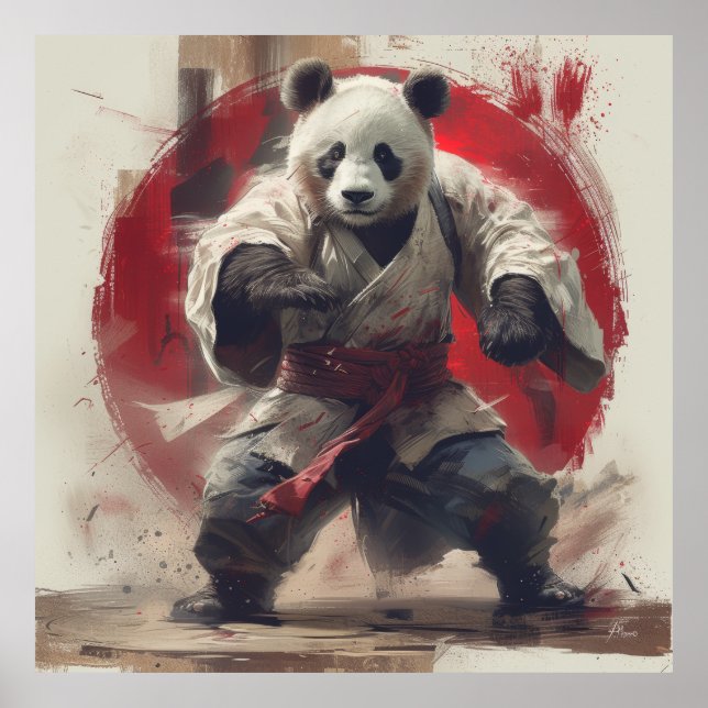 Bela Panda em Branco Kimono - Poster inspirado asi (Frente)