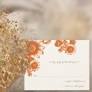 Bela placa RSVP de Casamento de Flor de Coral Vint