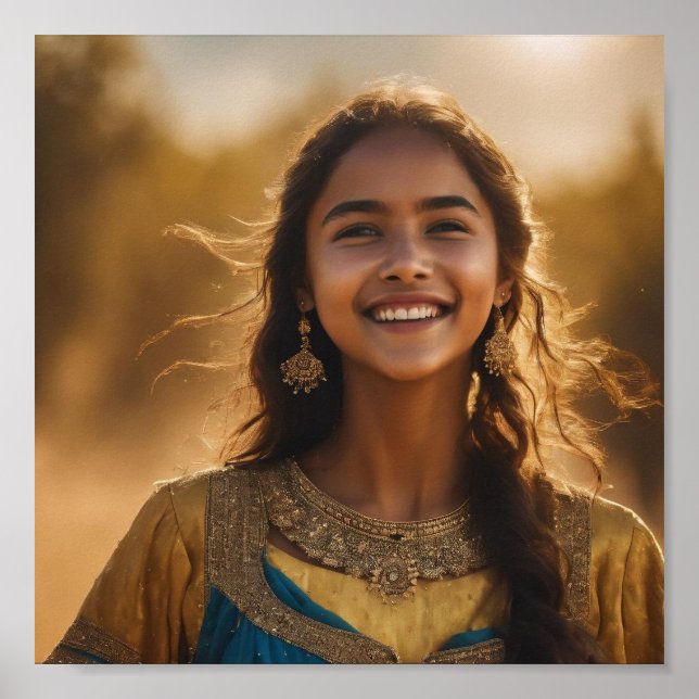 bela poster de parede de menina sorridente (Frente)