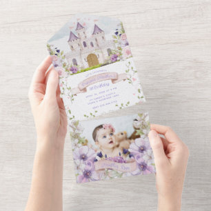 Bela Princesa Floral Roxa Primeiro Aniversário