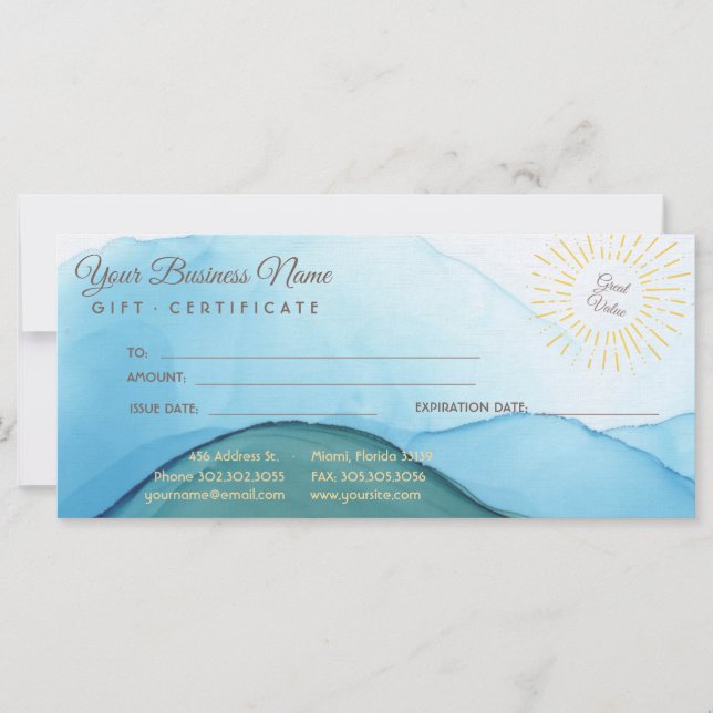 Bela Tinta de Aguarela Azul Abstrata (Frente)