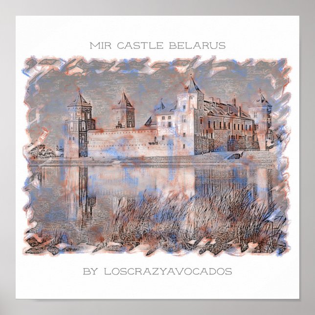 Belarus Mir Castle Architecture Nature Poster (Frente)