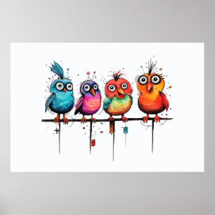 Belas Aves Estranhas Sentadas em um poster de Rami