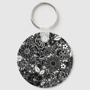 Belas Botânicas CHAVEIRO preto n branco