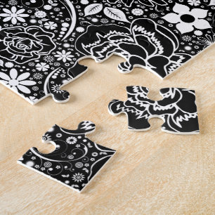 Belas Botânicas Quebra-cabeça preto em branco