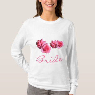 belas flores de rosa cor-de-rosa quente camisa de