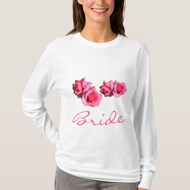 belas flores de rosa cor-de-rosa quente camisa de  (Frente)