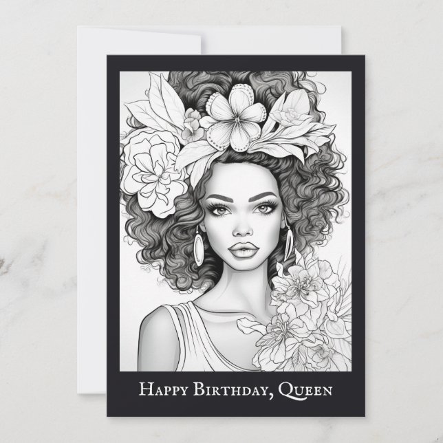 Beleza Afro-Americana | Colore seu próprio cartão  (Frente)