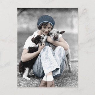 Beleza do vintage com cartão dos animais