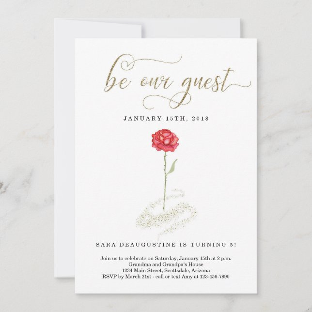 Beleza e Convite de Aniversário da Besta (Frente)