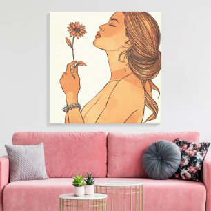 Beleza Feminina Impressão Minimalista em Tela
