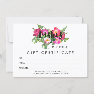 Beleza Florals Lash Extensions White Gift Card