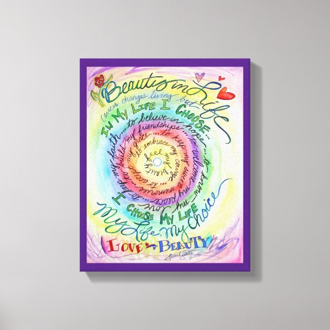 Beleza na vida Cancer Rainbow Poem Canvas (Frente)