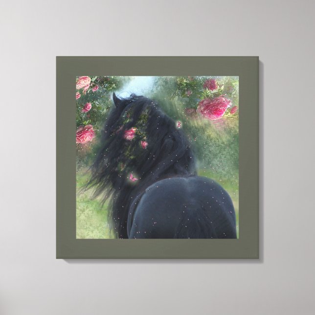 Beleza Negra Cavalo Frísia - Canvas (Frente)