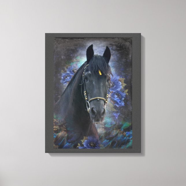 Beleza Negra Cavalo Frísia - Canvas (Frente)