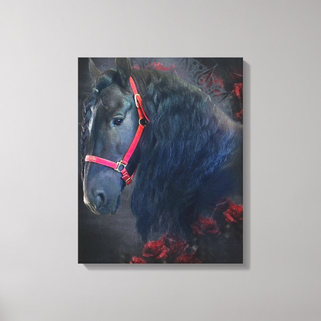 Beleza Negra Cavalo Frísia - Canvas (Frente)