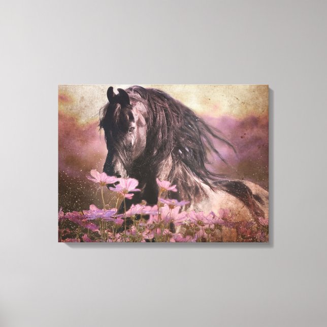 Beleza Negra Cavalo Frísia - Canvas (Frente)