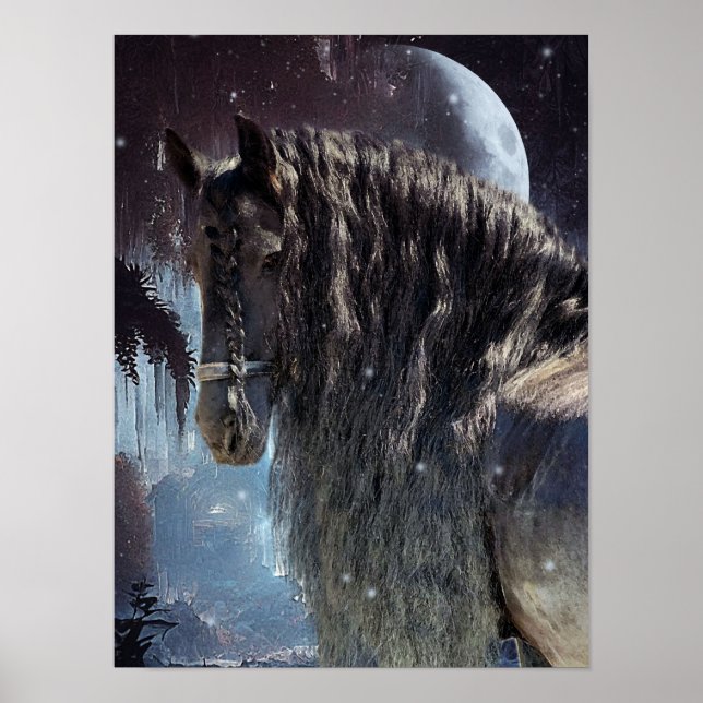 Beleza Negra Cavalo Frísia - Poster (Frente)