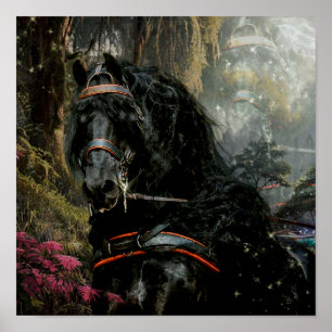 Beleza Negra Cavalo Frísia - Poster