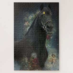 Beleza Negra Cavalo Frísia - Quebra-cabeça