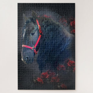 Beleza Negra Cavalo Frísia - Quebra-cabeça